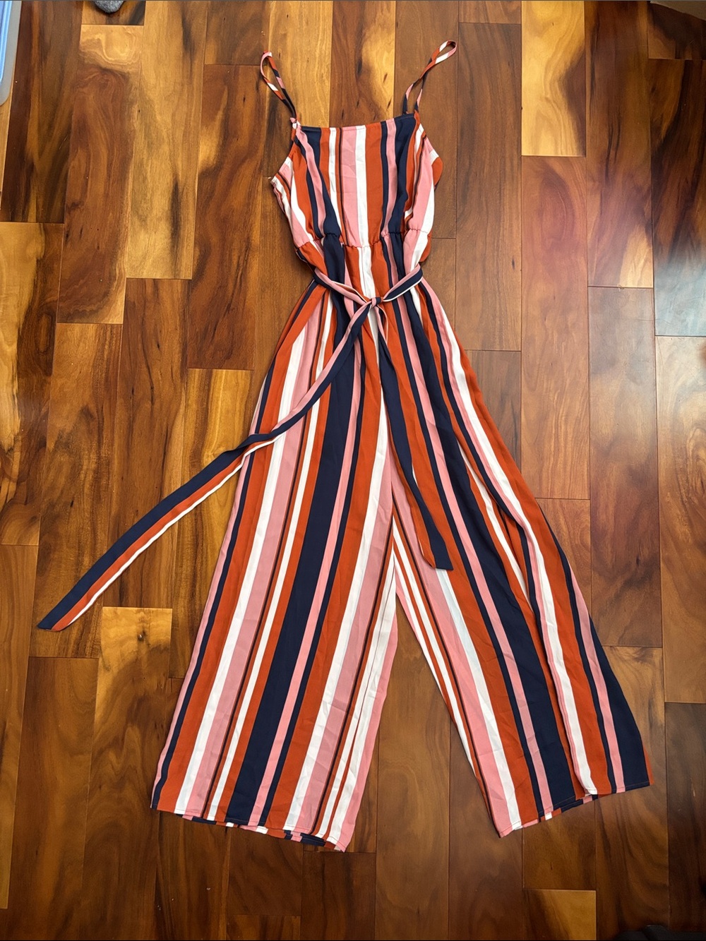 Forever 21 Striped Jumpsuit in Rust, Navy & Pink